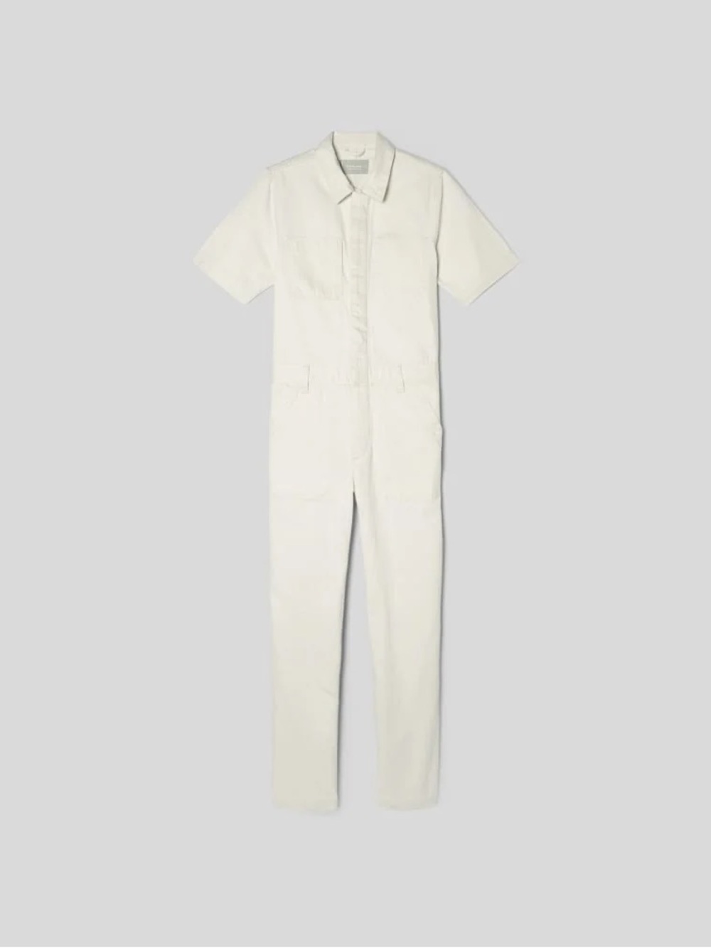 Everlane Short-Sleeve Cream Utility Jumpsuit